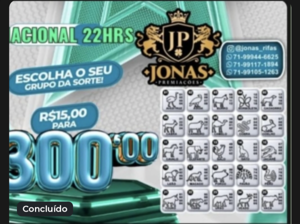 RIFA EXTRA DE GRUPO LOTERIA NACIONAL  R$15 Pra R$300 REAIS NO PIX 